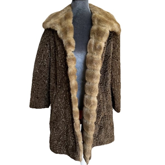Vtg 60s Penny Lane Afghan Faux Persian Lamb Coat 15/16 USA Union-Made Patchwork - Picture 1 of 16